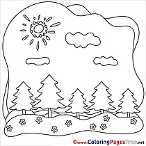 Forest Clouds Kids Summer Coloring Pages