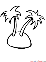 Island Palm Trees Children Summer Colouring Page