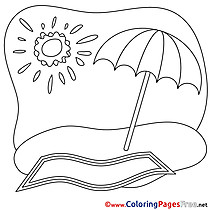 Parasol free Summer Coloring Sheets Sun