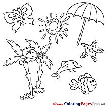 Parasol Palms Summer Colouring Sheet free Sun