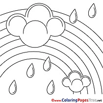 Rainbow free Summer Rain Coloring Sheets
