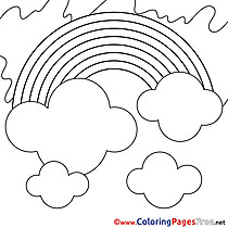Rainbow Summer Colouring Sheet free Clouds