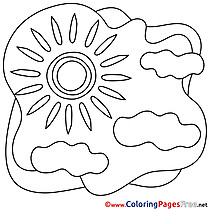 Sky Sun printable Summer Coloring Sheets Clouds