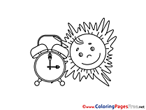 Sun Alarm Clock Summer Coloring Pages download