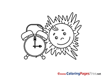 Sun Alarm Clock Summer Coloring Pages download