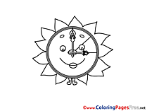 Sun Clock printable Coloring Pages Summer