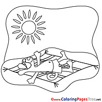 Sunbathe Children Summer Colouring Page Sun