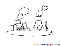 Nuclear Power Plant for Children free Coloring Pages