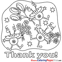 Aliens Flowers Coloring Sheets Thank You free