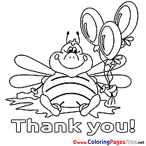 Bee Balloons Thank You free Coloring Pages