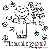 Boy Flowers printable Thank You Coloring Sheets