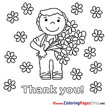 Boy Thank You Coloring Pages Flowers download