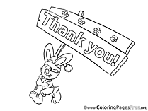 Bunny Colouring Page Thank You free