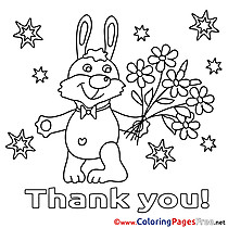 Bunny Flowers Kids Thank You Coloring Pages