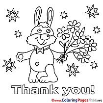 Bunny Flowers Kids Thank You Coloring Pages