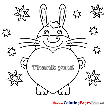 Bunny Heart Children Thank You Colouring Page