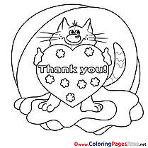 Cat Heart Kids Thank You Coloring Pages