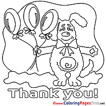 Dog Balloons Colouring Sheet download Thank You