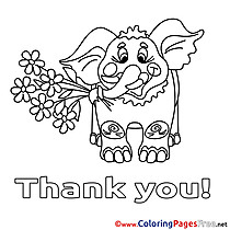 Elephant Thank You Coloring Pages free