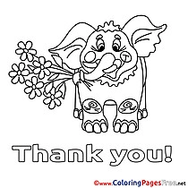 Elephant Thank You Coloring Pages free