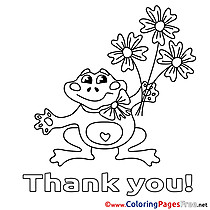 Frog Flowers free Thank You Coloring Sheets