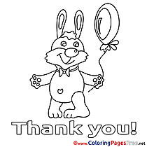 Hare Balloon printable Thank You Coloring Sheets