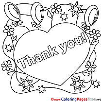 Heart Balloons for Kids Thank You Colouring Page