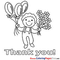 Kid Flowers Thank You Coloring Pages