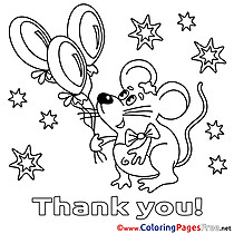 Mouse Balloons free Thank You Coloring Sheets