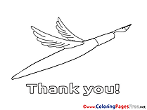 Pen Wings printable Thank You Coloring Sheets