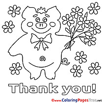 Pig Colouring Page Thank You free