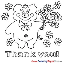Pig Colouring Page Thank You free