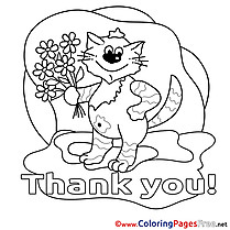 Pussycat free Colouring Page Thank You