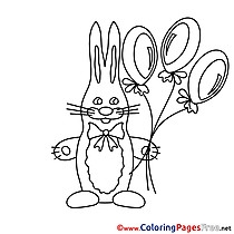 Rabbit Balloons printable Thank You Coloring Sheets