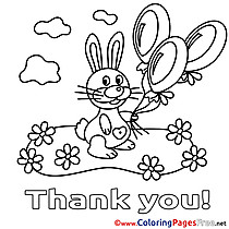 Rabbit Thank You free Balloons Coloring Pages