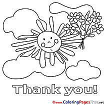 Sun Clouds for Kids Thank You Colouring Page