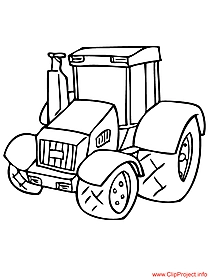 Cartoon tractor image for colouring free