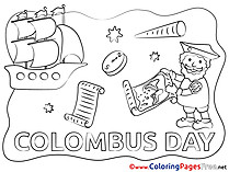 Columbus Day Ship download Colouring Sheet free