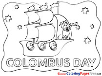 Night Ship Columbus Day for Children free Coloring Pages 