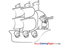 Ship Travelling Kids free Coloring Page