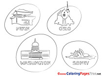 Travelling Cities free Colouring Page download