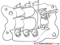 Travelling Ship free printable Coloring Sheets