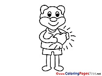 Animal Bear Heart Colouring Sheet download Valentine's Day