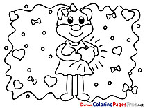 Animal Bear Kids Valentine's Day Love Coloring Page
