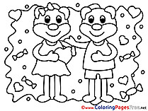 Animals Bears Valentine's Day Coloring Pages download