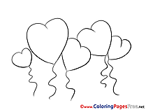 Balloons Hearts Coloring Pages Valentine's Day for free