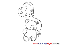 Bear Balloon printable Coloring Pages Valentine's Day