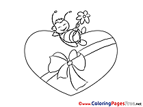 Bee Present free Colouring Page Valentine's Day