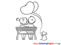 Bench Love for Kids Valentine's Day Colouring Page