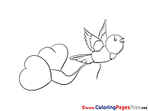 Bird Hearts Kids Valentine's Day Coloring Page